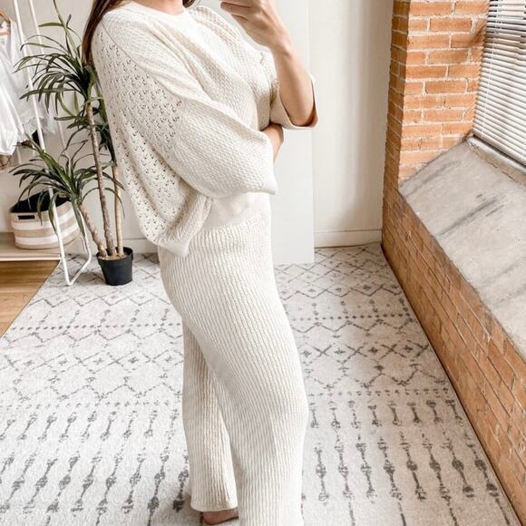 I Love Mr. Mittens Sweater Pant Matching Set Cream - Picture 2 of 6